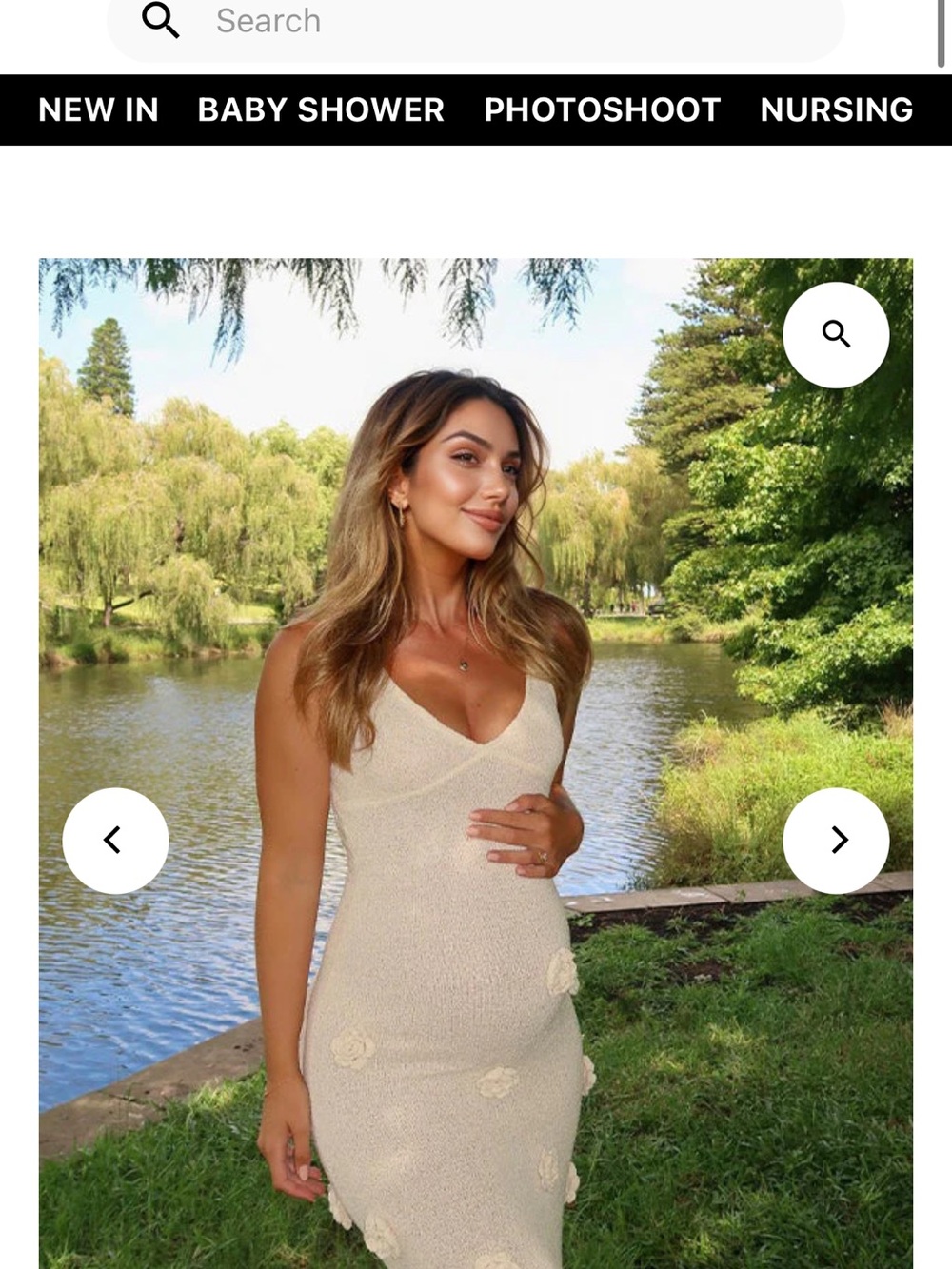 Ivory Midi Knit Dress with Floral Appliqué